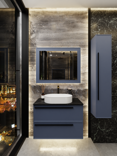 Тумба со столешницей La Fenice ELBA TWIN NFNC-01-ELB-BG-90-2-3-GB 90х62х49 подвесная цвет синий - фото 4