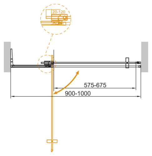 Душевая дверь Cezares SLIDER SLIDER-B-1-90/100-GRIGIO-GM 90х195 стекло тонированное профиль оружейная сталь - фото 2