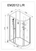 Душевая кабина AvaCan EM2012LN 120х90 асимметричная без крыши ориентация левая