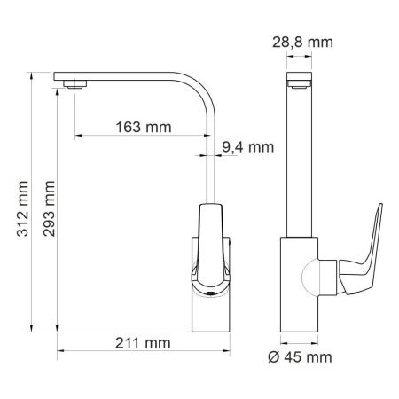 Смеситель для кухни Wasserkraft Neime 1900 1907 на мойку хром