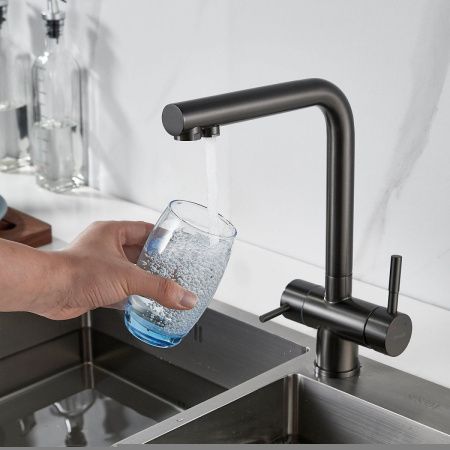 Смеситель для кухни Shevanik S468T на мойку оружейная сталь