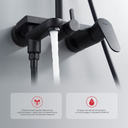 Душевая стойка Raglo R31.24.06 настенная цвет черный - фото 5