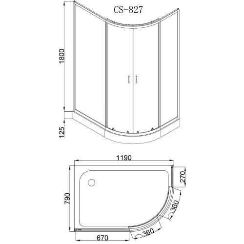 Душевой уголок Loranto CS-827AR (аналог CS-1285) 120*80*195 120х80 стекло матовое профиль хром без поддона - фото 3