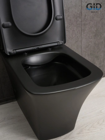 Унитаз напольный с бачком Gid Cuadrado Tn2184Bm (62252Y) черный матовый с сиденьем микролифт безободковый