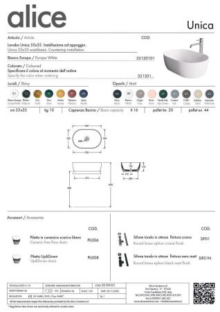 Раковина керамическая Alice Unica 32120108 60х40 накладная цвет черный без отверстий под смеситель