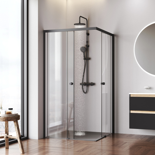 Душевой уголок Am.Pm X-joy W94G-403-100100-BТ1К 99х99 стекло прозрачное профиль черный матовый без поддона - фото 3