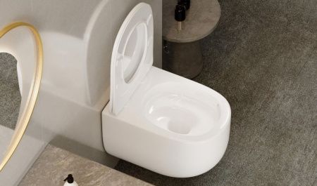 Унитаз подвесной Abber Bequem AC1104TN белый с сиденьем микролифт безободковый смыв торнадо