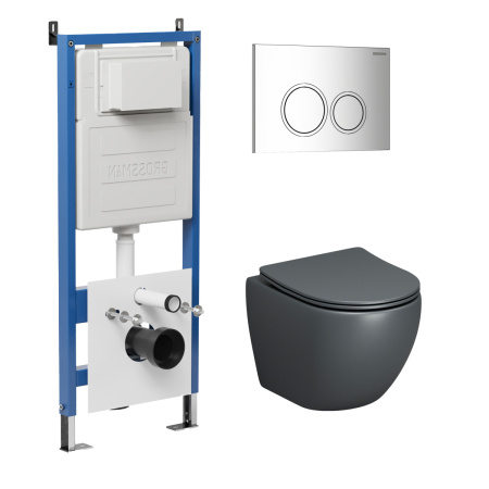 Инсталляция + кнопка смыва + унитаз Grossman Galaxy 97.4455GMS.01.100