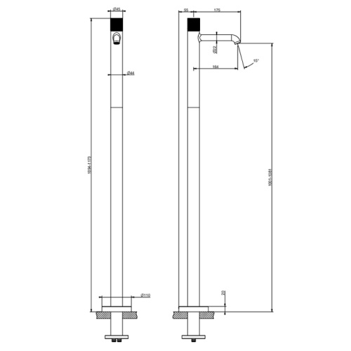 Смеситель для раковины Gessi Habito 70595#706 напольный черный - фото 2