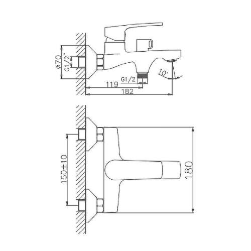 Cмеситель для ванны и душа Haiba HB60587 настенный хром - фото 2 Cмеситель для ванны и душа Haiba HB60587 настенный хром - фото 2