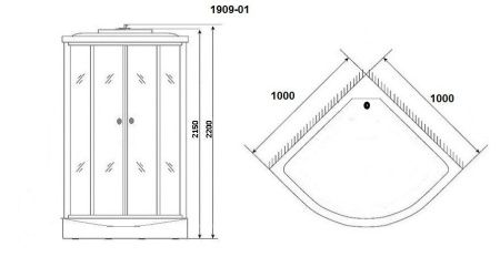 Душевая кабина Niagara Ultra 19090134 100х100 четверть круга с крышей ориентация универсальная