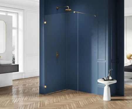 Душевая перегородка New Trendy AVEXA Gold EXK-7002 70х200 стекло прозрачное профиль золото