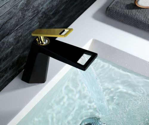 Смеситель Bronze de Luxe QUADRO A919B на раковину черный/золото - фото 5