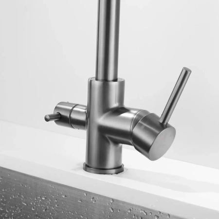 Смеситель для кухни Shevanik S328T на мойку оружейная сталь