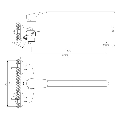 Смеситель для ванны WesnaArt Astra AST19-320 настенный хром - фото 2
