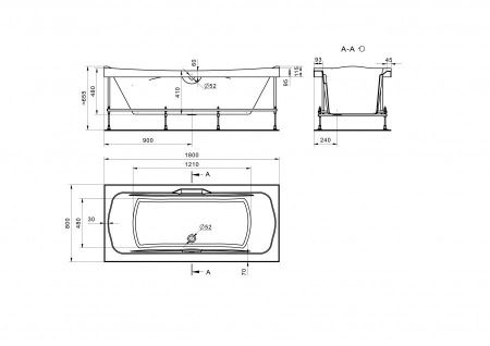 Ванна акриловая Santek Корсика 1WH111981 180х80 пристенная прямоугольная без каркаса
