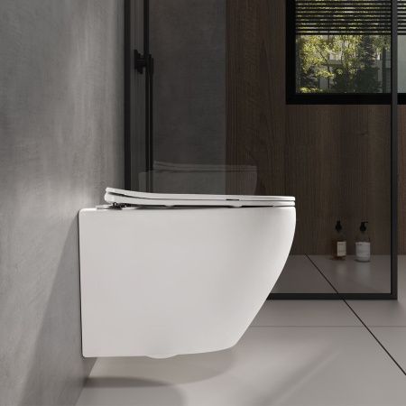 Унитаз подвесной WesnaArt Nova 204-NOV03 белый с сиденьем микролифт безободковый каскадный смыв