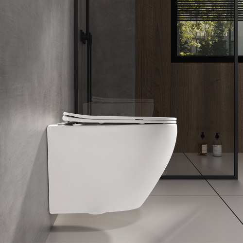 Унитаз подвесной WesnaArt Nova 214-NOV03 белый с сиденьем микролифт безободковый смыв торнадо - фото 3