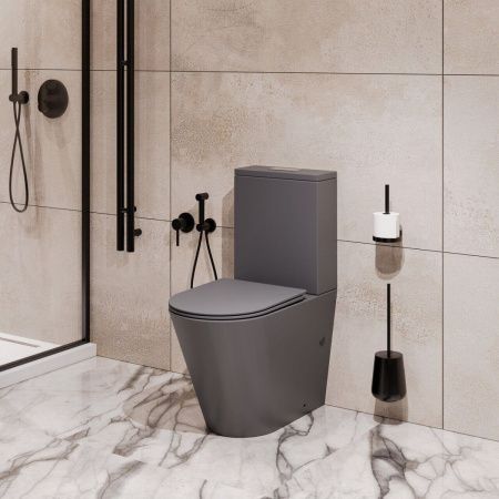 Унитаз напольный с бачком Grossman GR-4458GMSQ серый с сиденьем микролифт безободковый смыв торнадо