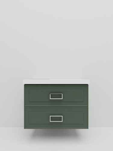 Тумба с раковиной La Fenice Cubo TWIN NFNC-01-CUB-G-90-2-3-90-2R 101х62х49 подвесная цвет серо-зеленый - фото 3