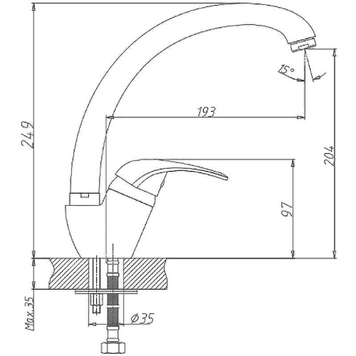 Смеситель для кухни Haiba HB03 HB4103 на мойку хром - фото 2