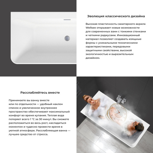 Ванна акриловая Wellsee Bromance 231604000 170х78 пристенная асимметричная с ножками - фото 5 Ванна акриловая Wellsee Bromance 231604000 170х78 пристенная асимметричная с ножками - фото 5