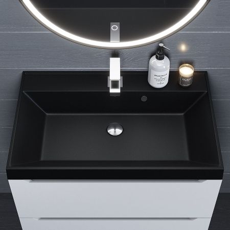 Раковина из искусственного камня Uperwood Classic Quartz 291030017 70х50 полувстраиваемая цвет черный