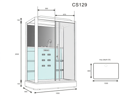 Душевой бокс Loranto Selak 54493 150х90 стекло прозрачное профиль черный