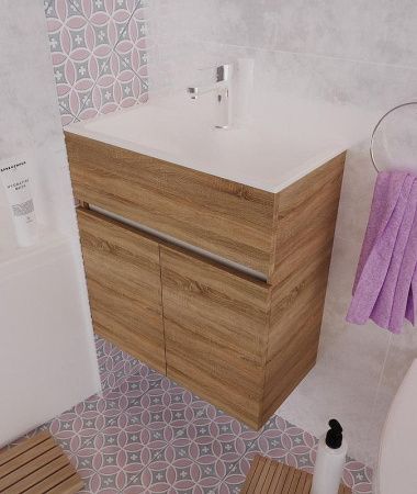 Тумба с раковиной 1MarKa Mira У75337 60х30 подвесная цвет коричневый