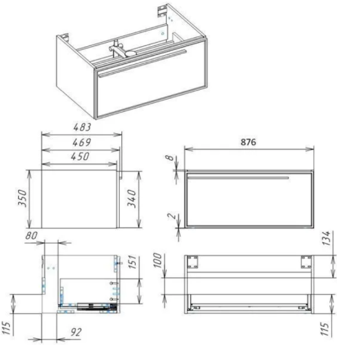 Тумба с раковиной La Fenice ELBA NFNC-01-ELB-C-90-3-90R 91х36х49 подвесная цвет бежевый - фото 3