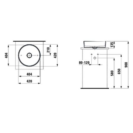 Раковина керамическая Laufen Kartell 8.1233.1.000.112.1 40х40 накладная цвет белый без отверстий под смеситель