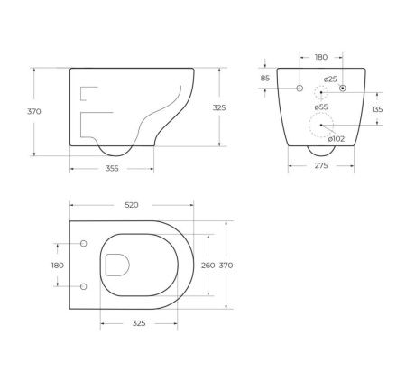 Чаша унитаза подвесная BelBagno ACQUA BB340CHR цвет белый без сиденья безободковая каскадный смыв