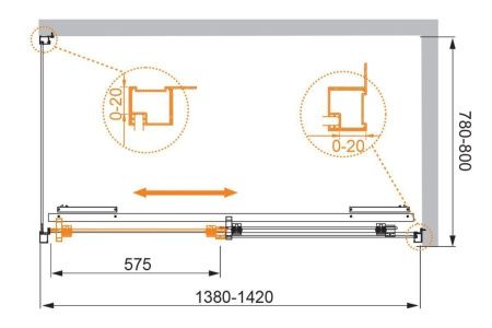 Душевой уголок Cezares LUX-SOFT LUX-SOFT-W-AH-1-140/80-C-Cr-IV 140х80 стекло прозрачное профиль хром без поддона