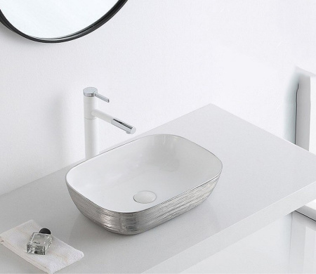 Раковина из санфаянса CeramaLux D1333H131 46х33 накладная цвет белый