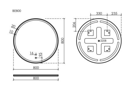 Зеркало с подсветкой Sancos Bella BE800 80х80 подвесное