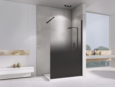 Душевая перегородка Abber Immer Offen AG69101BD 100х200 стекло тонированное профиль черный