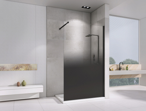 Душевая перегородка Abber Immer Offen AG69121BD 120х200 стекло тонированное профиль черный - фото 2