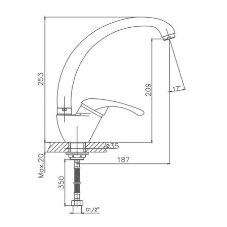 Смеситель для кухни Cron CN4113-8 на мойку белый