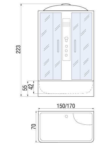 Душевой бокс River SENA 150/70/55 TH (10000001804) 150х70 - фото 2