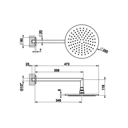 Верхний душ Gessi Anello 63348#726 бронза