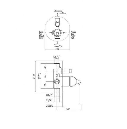 Смеситель для ванны и душа Fiore Koko 87CR7506 встраиваемый в стену хром