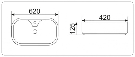 Раковина из санфаянса CeramaLux 9446 62х42 накладная цвет белый 1 отверстие под смеситель