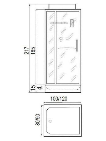 Душевая кабина River TANA 10000003119 100х80 прямоугольная с крышей ориентация универсальная
