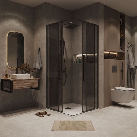 Душевая дверь Grossman Galaxy 1/2.K33.01.90.21.10 90х195 стекло тонированное профиль черный