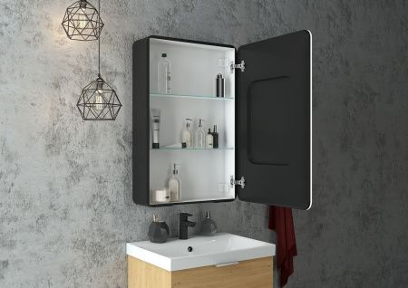 Зеркало-шкаф Art&Max LECCE AM-Lec-560-850-1D-R-DS-F-Nero 60х90 подвесной цвет черный