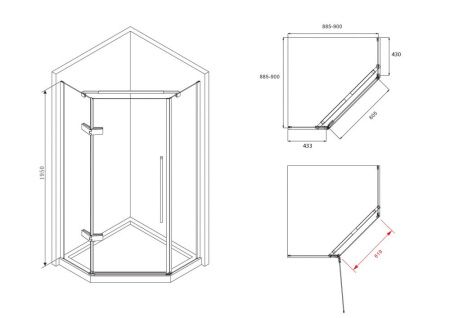 Душевой уголок Abber Ewiges Wasser AG05090M 90х90 стекло матовое профиль хром без поддона