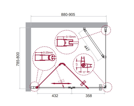 Душевой уголок BelBagno ALBANO ALBANO-ASH-1-90/80-C-Cr 90х80 стекло прозрачное профиль хром глянцевый без поддона