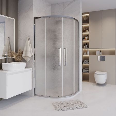 Душевой уголок Grossman Cosmo 301.K33.02.8080.10.02 80х80 стекло текстурное профиль хром без поддона