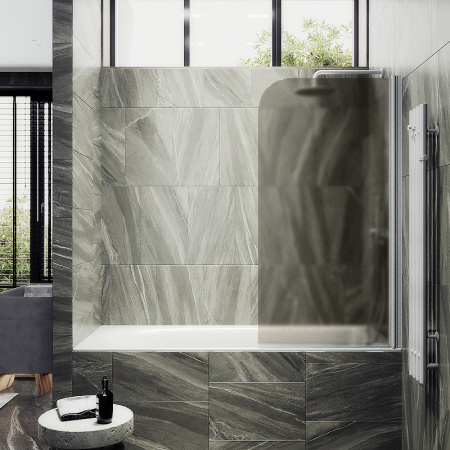 Душевая шторка на ванну Maybah Glass MGV-617-1 70х140 стекло тонированное профиль белый ориентация универсальная