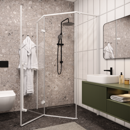 Душевой уголок Cerutti SPA C2AW 100х100 стекло прозрачное профиль белый без поддона